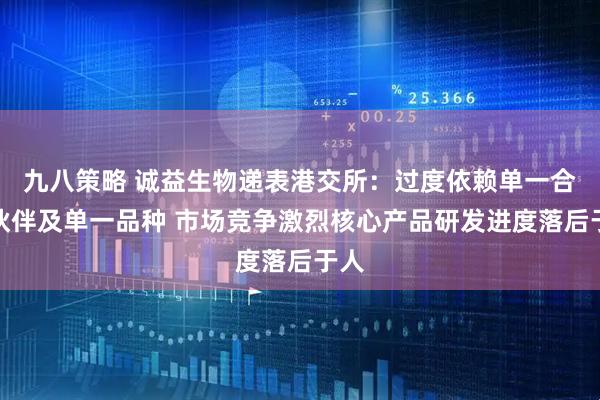 九八策略 诚益生物递表港交所：过度依赖单一合作伙伴及单一品种 市场竞争激烈核心产品研发进度落后于人