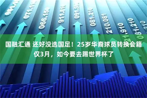 国融汇通 还好没选国足！25岁华裔球员转换会籍仅3月，如今要去踢世界杯了