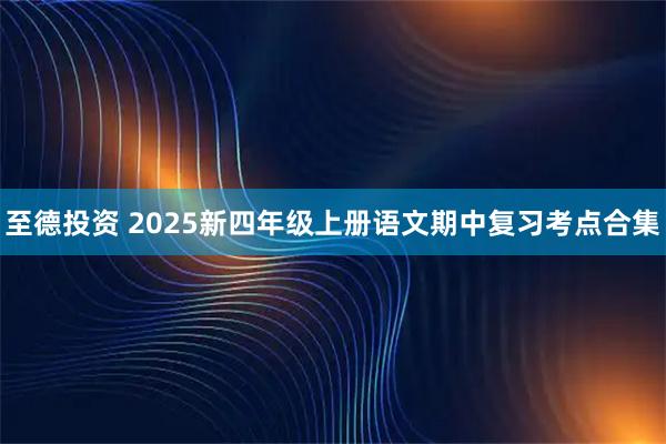 至德投资 2025新四年级上册语文期中复习考点合集