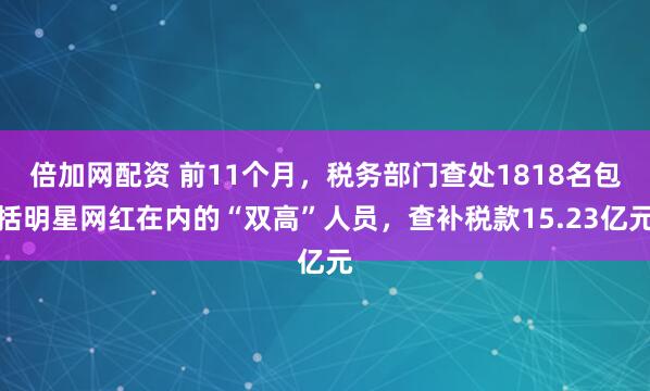 倍加网配资 前11个月，税务部门查处1818名包括明星网红在内的“双高”人员，查补税款15.23亿元