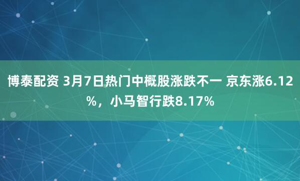 博泰配资 3月7日热门中概股涨跌不一 京东涨6.12%，小马智行跌8.17%