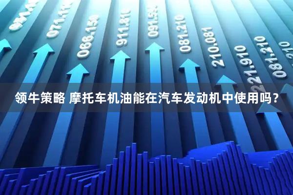 领牛策略 摩托车机油能在汽车发动机中使用吗？